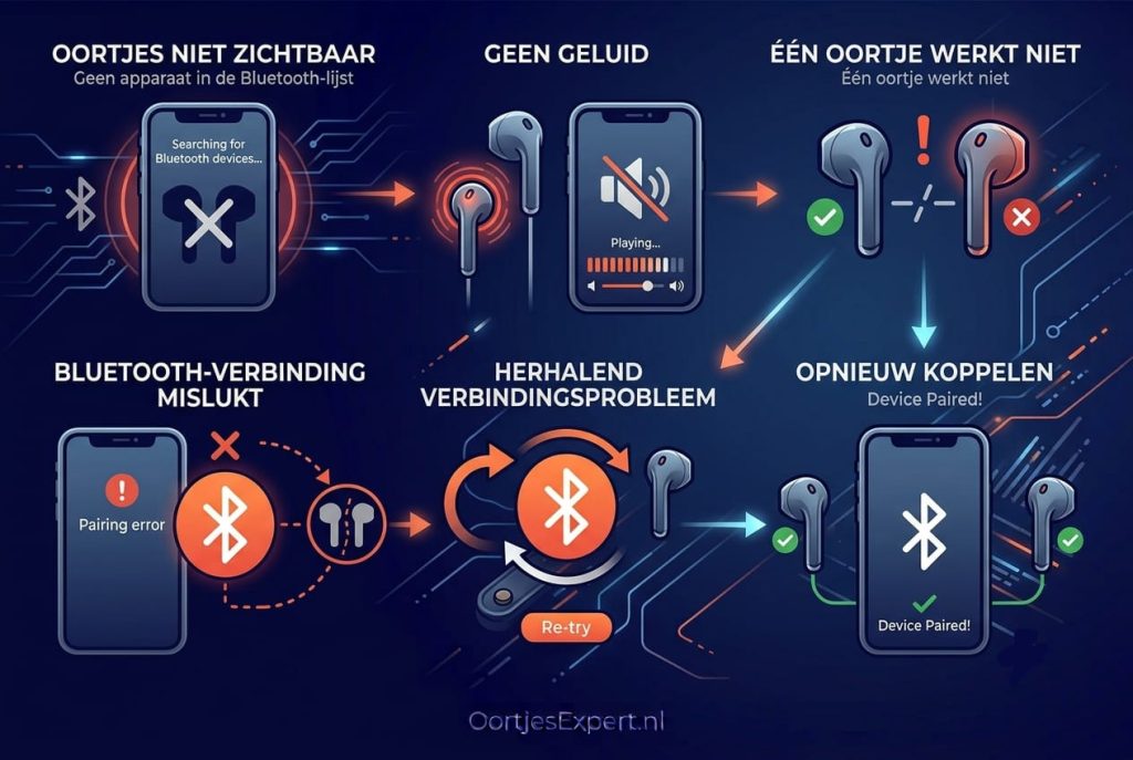 Snelle diagnose voor draadloze oortjes die niet verbinden met Bluetooth