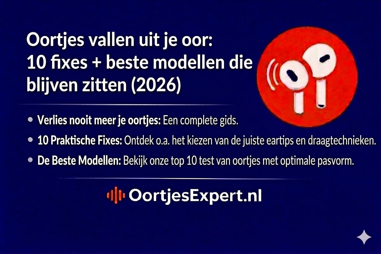 Oortjes vallen uit oor fixes + beste modellen die blijven zitten 2026 (top 10 stabiliteitstest)