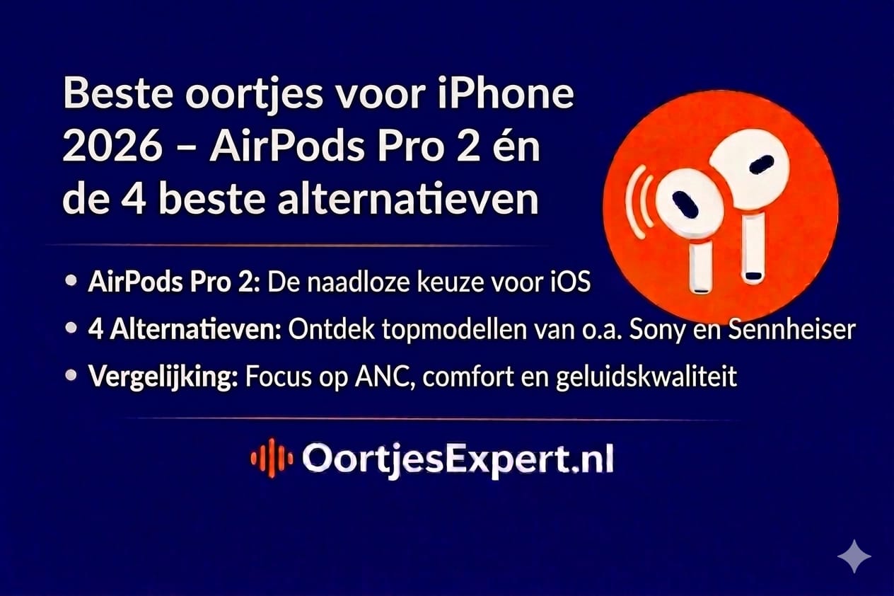 Beste oortjes voor iPhone 2026: AirPods Pro 2 en top alternatieven Bose, Sony, Jabra, Anker - getest door OortjesExpert.nl