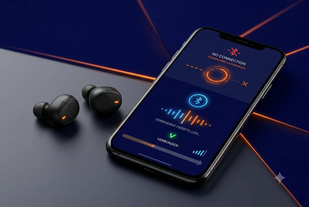 Draadloze oortjes waarbij de Bluetooth verbinding wegvalt en wordt hersteld